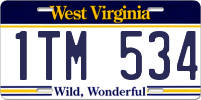 WV license plate 1TM534
