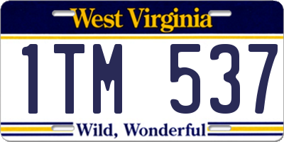 WV license plate 1TM537
