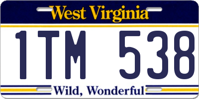 WV license plate 1TM538