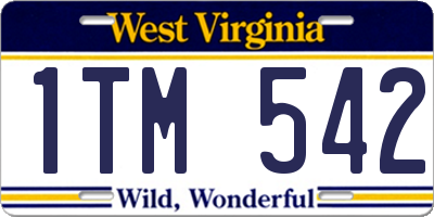 WV license plate 1TM542