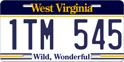 WV license plate 1TM545