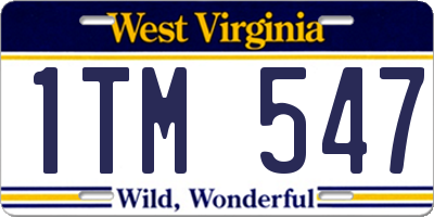 WV license plate 1TM547