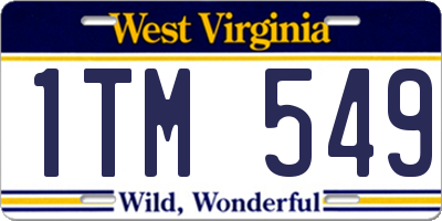 WV license plate 1TM549