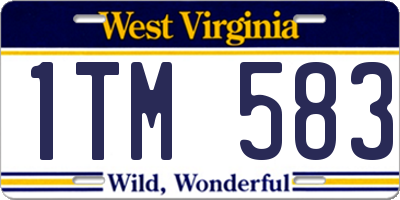 WV license plate 1TM583