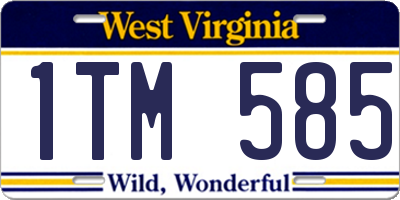 WV license plate 1TM585