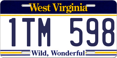 WV license plate 1TM598
