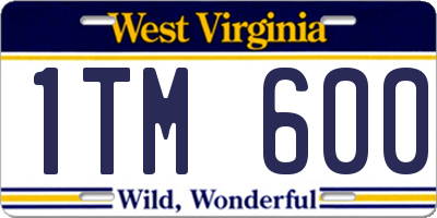 WV license plate 1TM600