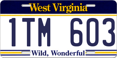 WV license plate 1TM603