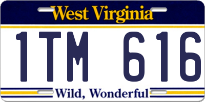 WV license plate 1TM616