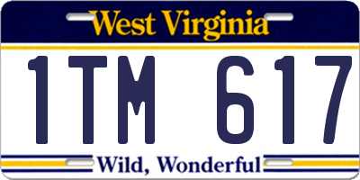 WV license plate 1TM617