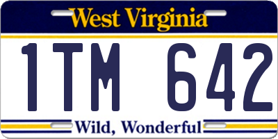 WV license plate 1TM642