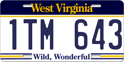 WV license plate 1TM643