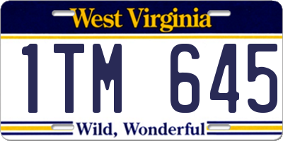 WV license plate 1TM645