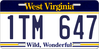 WV license plate 1TM647