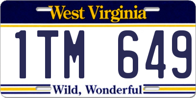 WV license plate 1TM649