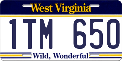 WV license plate 1TM650