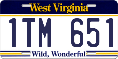 WV license plate 1TM651