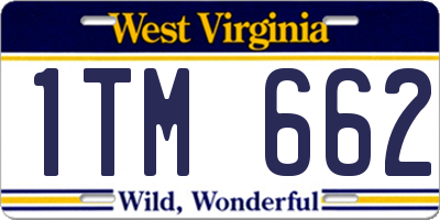 WV license plate 1TM662