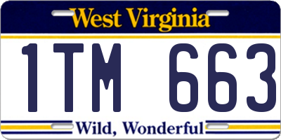WV license plate 1TM663