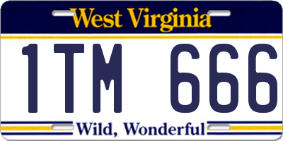 WV license plate 1TM666