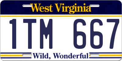 WV license plate 1TM667