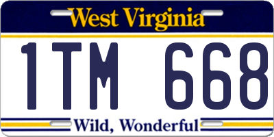 WV license plate 1TM668
