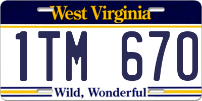 WV license plate 1TM670