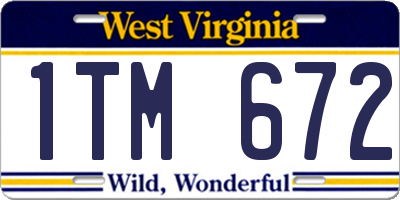 WV license plate 1TM672