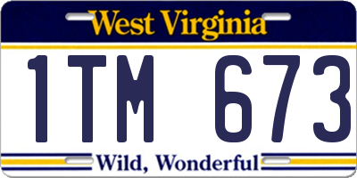 WV license plate 1TM673