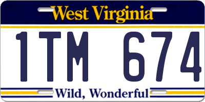 WV license plate 1TM674