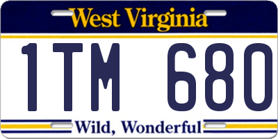 WV license plate 1TM680