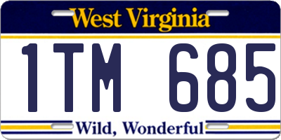 WV license plate 1TM685