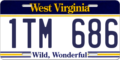 WV license plate 1TM686