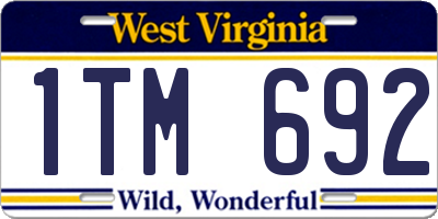 WV license plate 1TM692