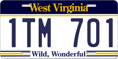 WV license plate 1TM701