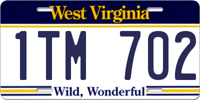 WV license plate 1TM702
