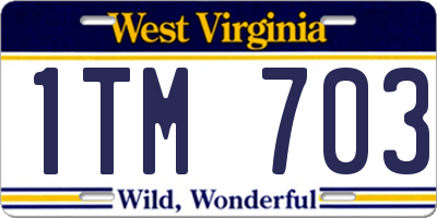 WV license plate 1TM703
