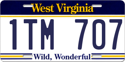 WV license plate 1TM707