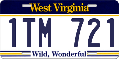 WV license plate 1TM721