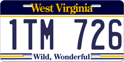 WV license plate 1TM726