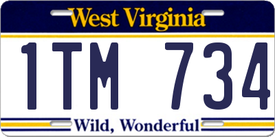 WV license plate 1TM734