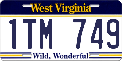 WV license plate 1TM749
