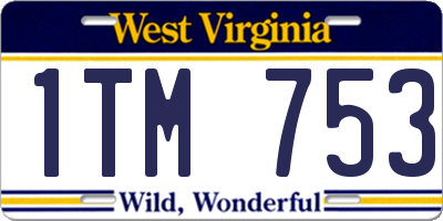 WV license plate 1TM753