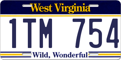 WV license plate 1TM754
