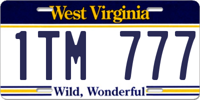 WV license plate 1TM777
