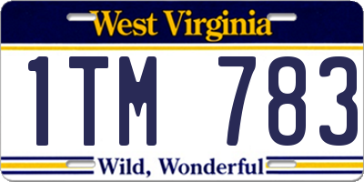 WV license plate 1TM783