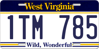 WV license plate 1TM785