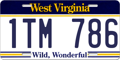 WV license plate 1TM786