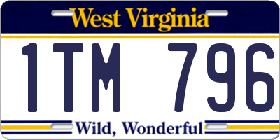 WV license plate 1TM796