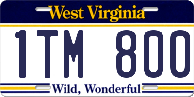 WV license plate 1TM800